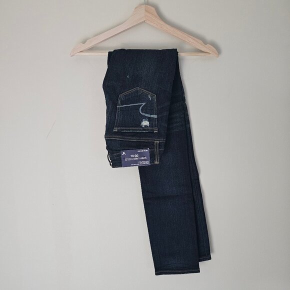 American Eagle Low Rise Patchwork Skinny Jeans - 2012 - Dark Wash - Sz 00 Reg - Picture 1 of 16